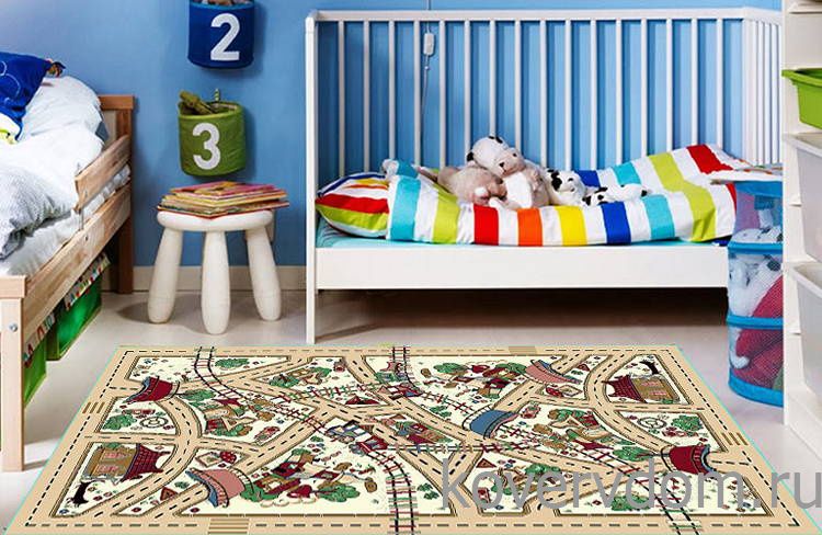 Детский ковер Веселые дорожки-L бежевый