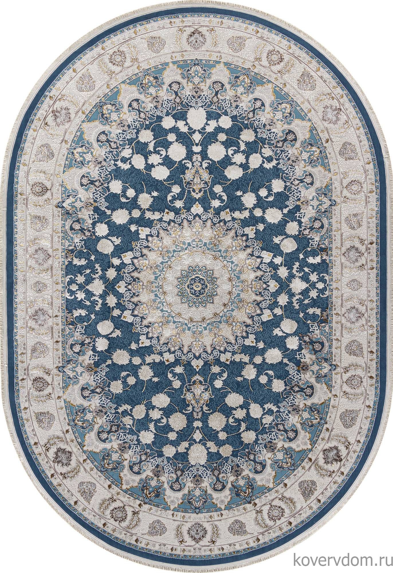 Ковер ZARINA A050B D.BLUE SHIRINK / CREAM Овал